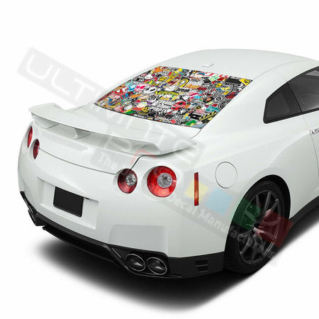 Sticker Bomb Skin Decals Window See Thru Stickers Perforated for Nissan GTR