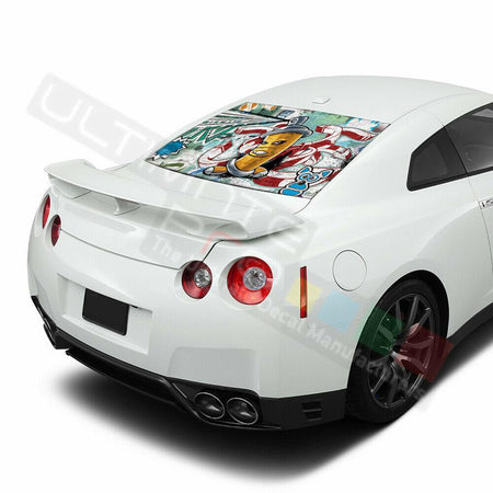 Sticker Bomb Skin Decals Window See Thru Stickers Perforated for Nissan GTR