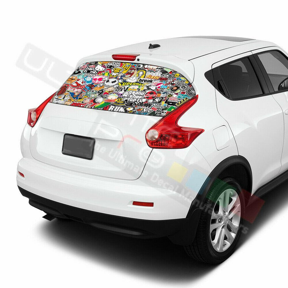 Sticker Bomb Skin Decals Window See Thru Stickers Perforated for Nissan Juke