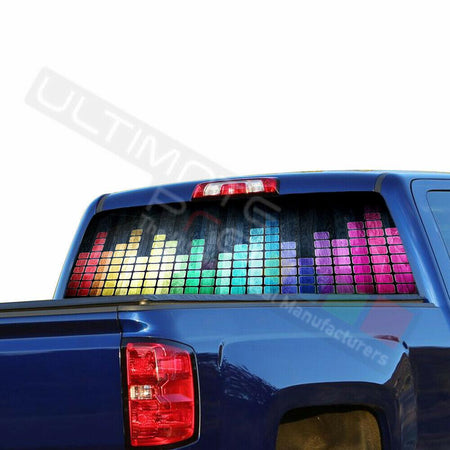 Sticker Bomb skin Rear Window CThru Stickers Perforated for Chevrolet Silverado