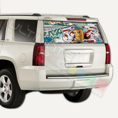 Sticker Bomb skin Rear Window CThru Stickers Perforated for Chevrolet Tahoe