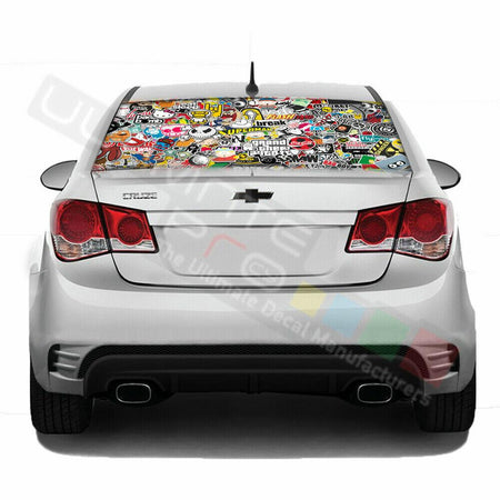Sticker Bomb skin Rear Window See Thru Sticker Perforated for Chevrolet Cruze
