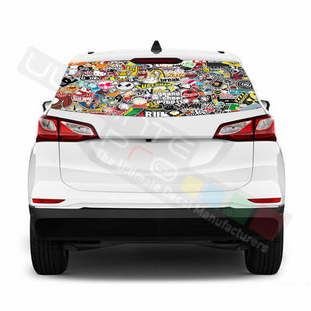 Sticker Bomb skin Rear Window See Thru Stickers Perforated for Chevrolet Equinox