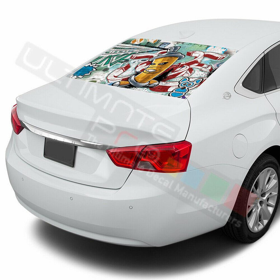 Sticker bomb skin Rear Window See Thru Stickers Perforated for Chevrolet Impala