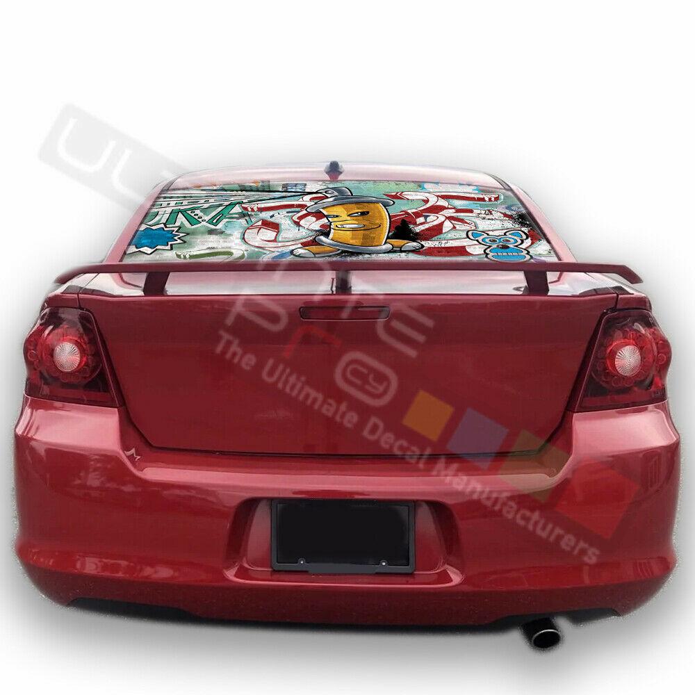 Sticker Bomb Skin Rear Window See Thru Stickers Perforated for Dodge Avenger