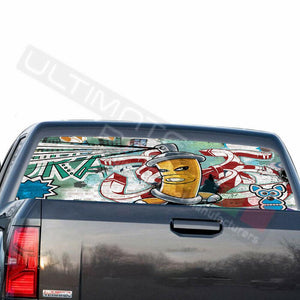 Sticker Bomb Skin Rear Window See Thru Stickers Perforated for GMC Sierra 2018