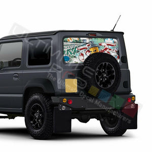 Sticker Bomb Skin Rear Window See Thru Stickers Perforated for New Suzuki Jimny