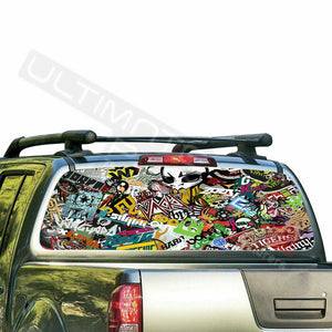 Sticker Bomb Skin Window See Thru Stickers Perforated for Nissan Frontier 2019