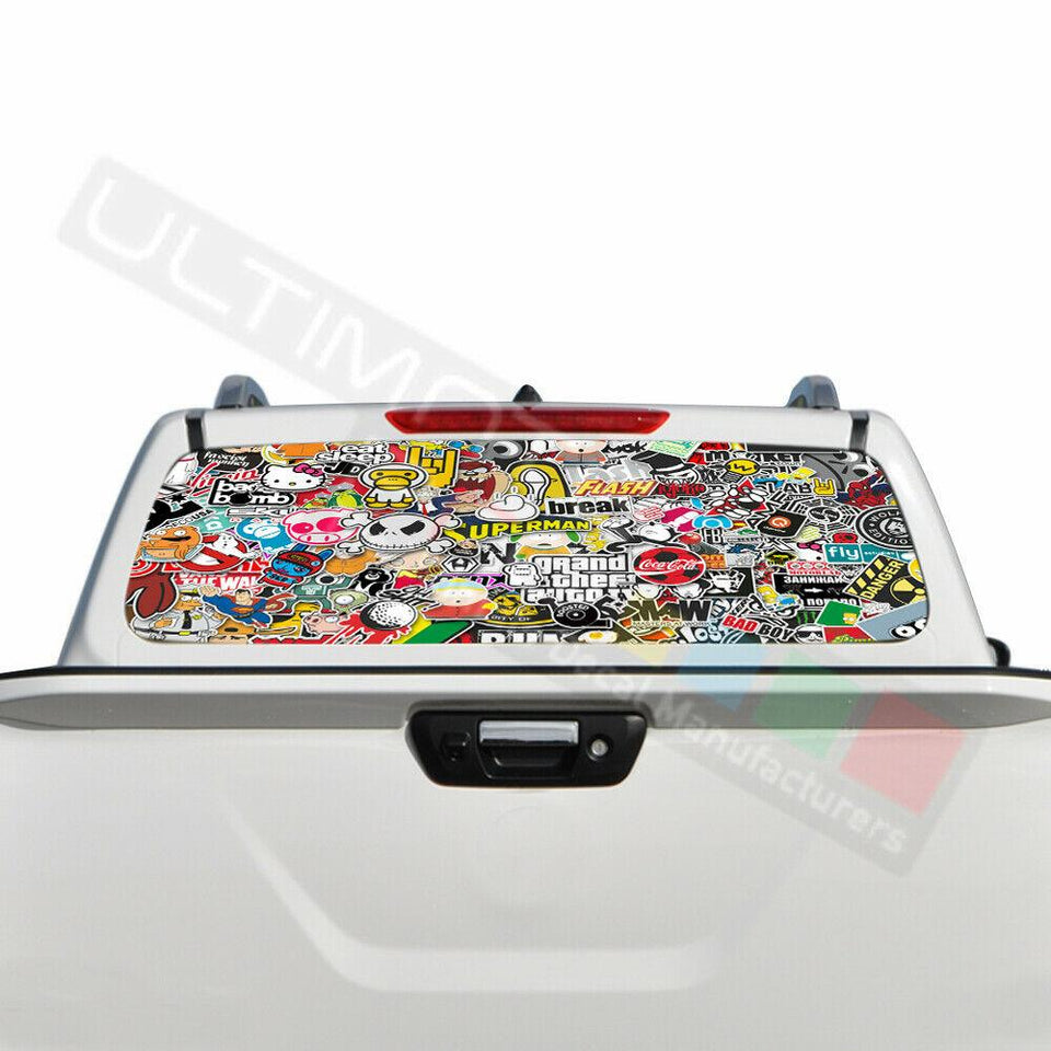 Sticker Bomb Skin Window See Thru Stickers Perforated for Nissan Navara 2016