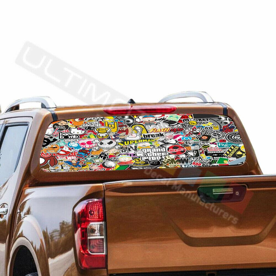 Sticker Bomb Skin Window See Thru Stickers Perforated for Nissan Navara NP300