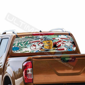 Sticker Bomb Skin Window See Thru Stickers Perforated for Nissan Navara NP300