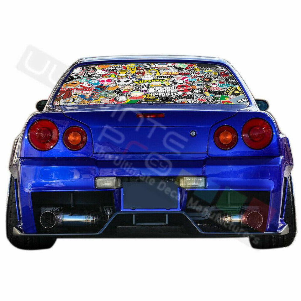 Sticker Bomb Skin Window See Thru Stickers Perforated for Nissan Skyline 2019