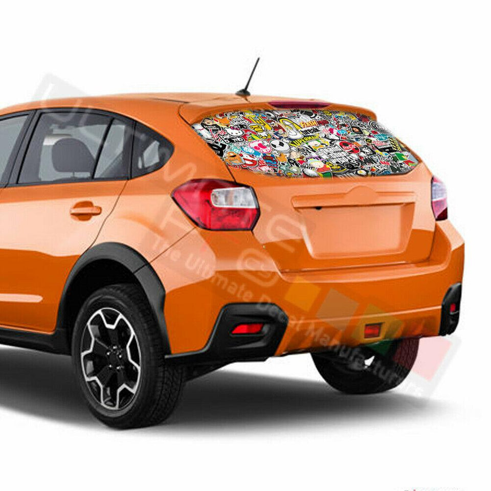 Sticker Bomb Skin Window See Thru Stickers Perforated for Subaru Crosstrek 2017