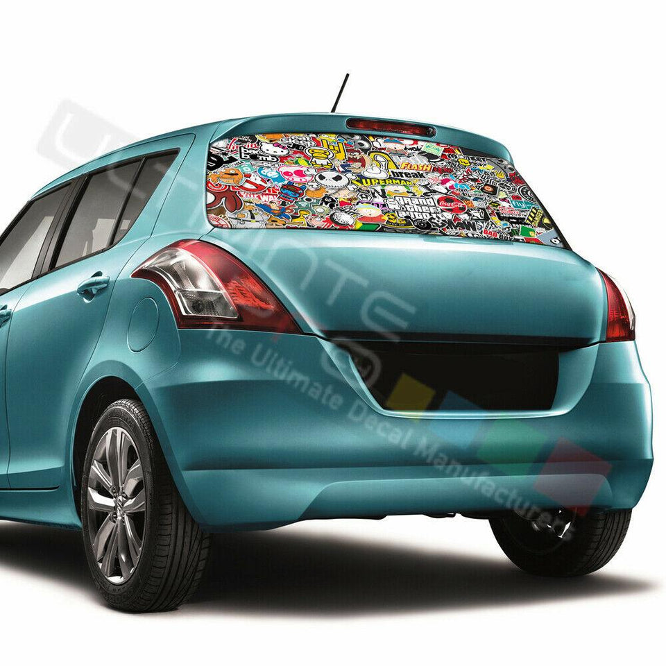 Sticker Bomb Skin Window See Thru Stickers Perforated for Suzuki Swift 2016 2017