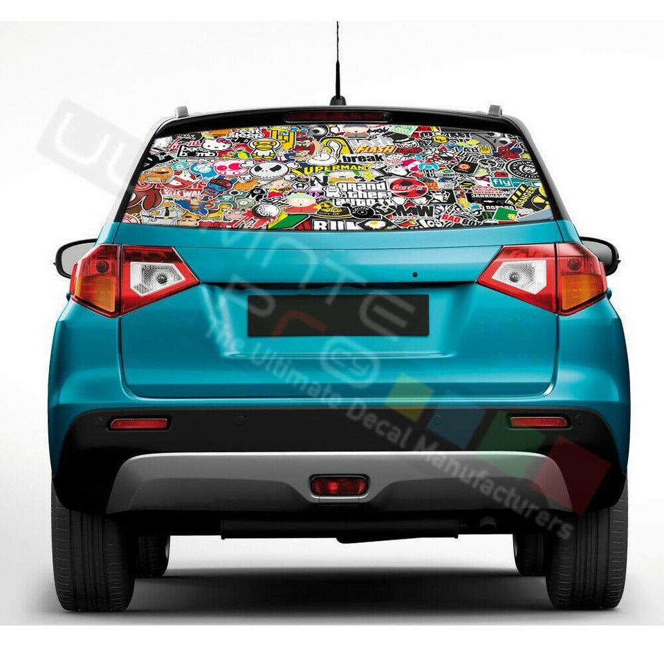 Sticker Bomb Skin Window See Thru Stickers Perforated for Suzuki Vitara 2018