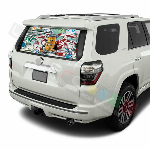 Sticker Bomb Skin Window See Thru Stickers Perforated for Toyota 4Runner 2017