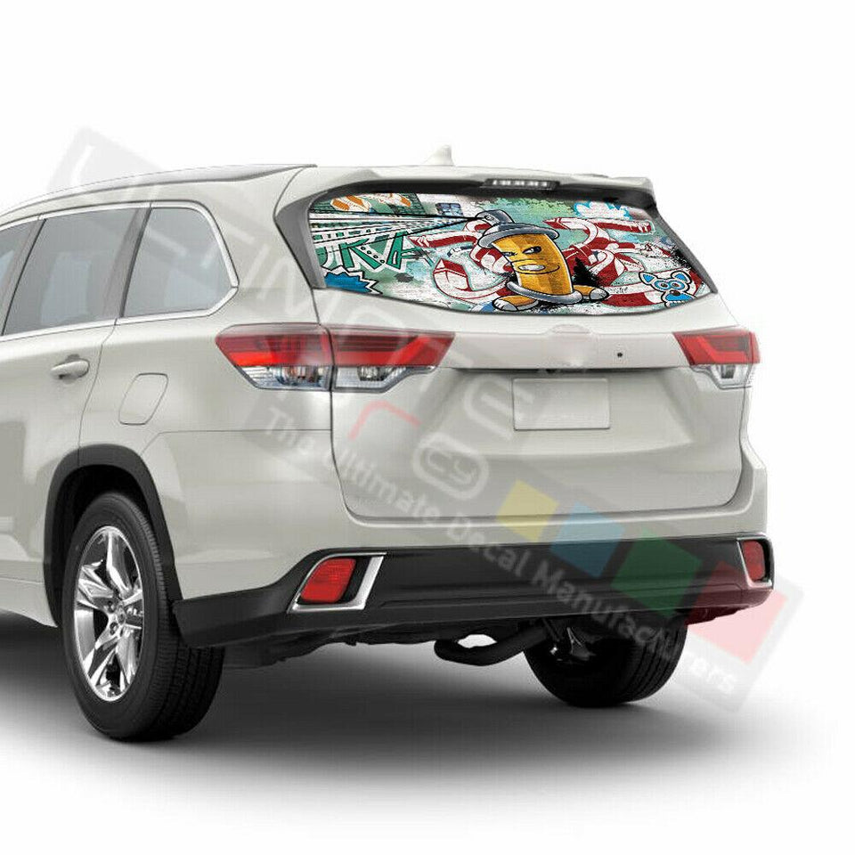 Sticker Bomb Skin Window See Thru Stickers Perforated for Toyota Highlander