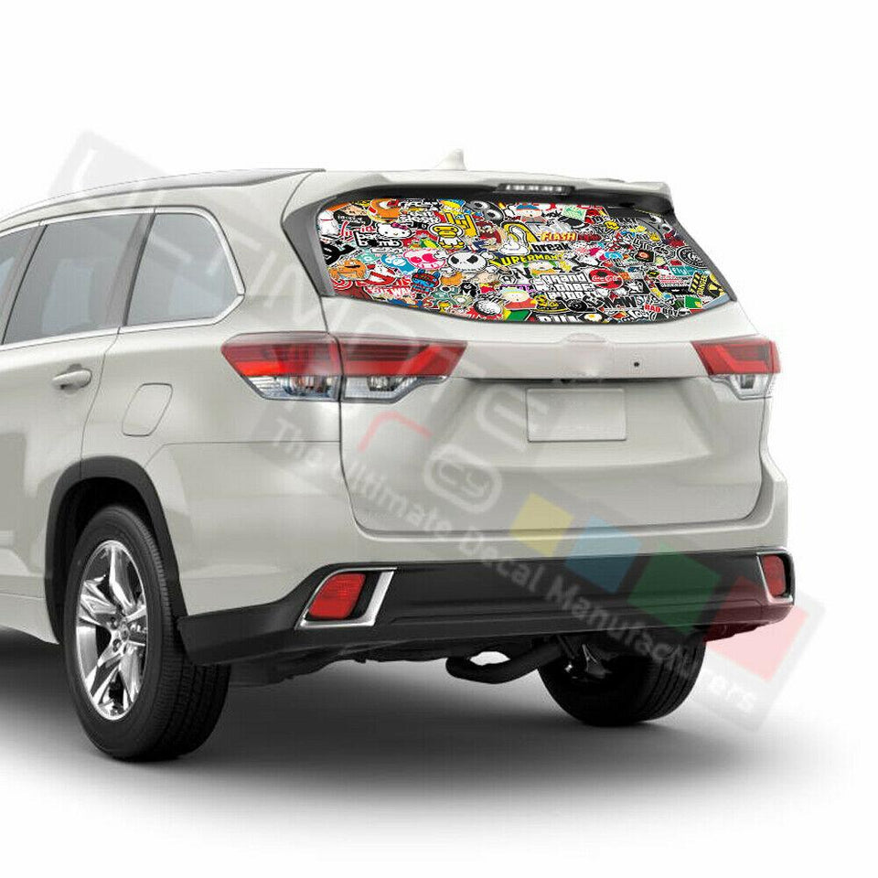 Sticker Bomb Skin Window See Thru Stickers Perforated for Toyota Highlander