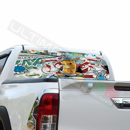 Sticker Bomb Skin Window See Thru Stickers Perforated for Toyota Hilux 2016