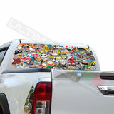 Sticker Bomb Skin Window See Thru Stickers Perforated for Toyota Hilux 2016