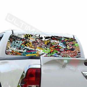 Sticker Bomb Skin Window See Thru Stickers Perforated for Toyota Hilux 2016