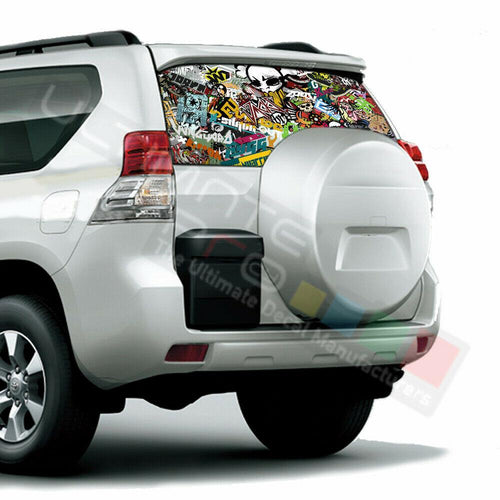 Sticker Bomb Skin Window See Thru Stickers Perforated for Toyota Prado 2017 2018