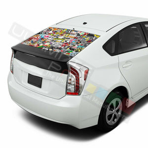 Sticker Bomb Skin Window See Thru Stickers Perforated for Toyota Prius 2017 2018