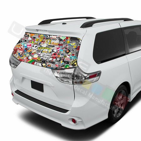 Sticker Bomb Skin Window See Thru Stickers Perforated for Toyota Sienna 2017
