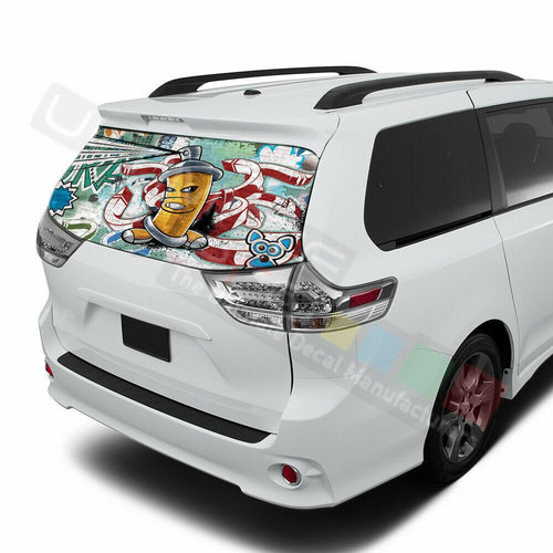 Sticker Bomb Skin Window See Thru Stickers Perforated for Toyota Sienna 2017
