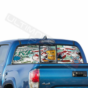 Sticker Bomb Skin Window See Thru Stickers Perforated for Toyota Tacoma 2018