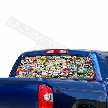 window Sticker Bomb Skin Window See Thru Stickers Perforated for Toyota Tundra 2016