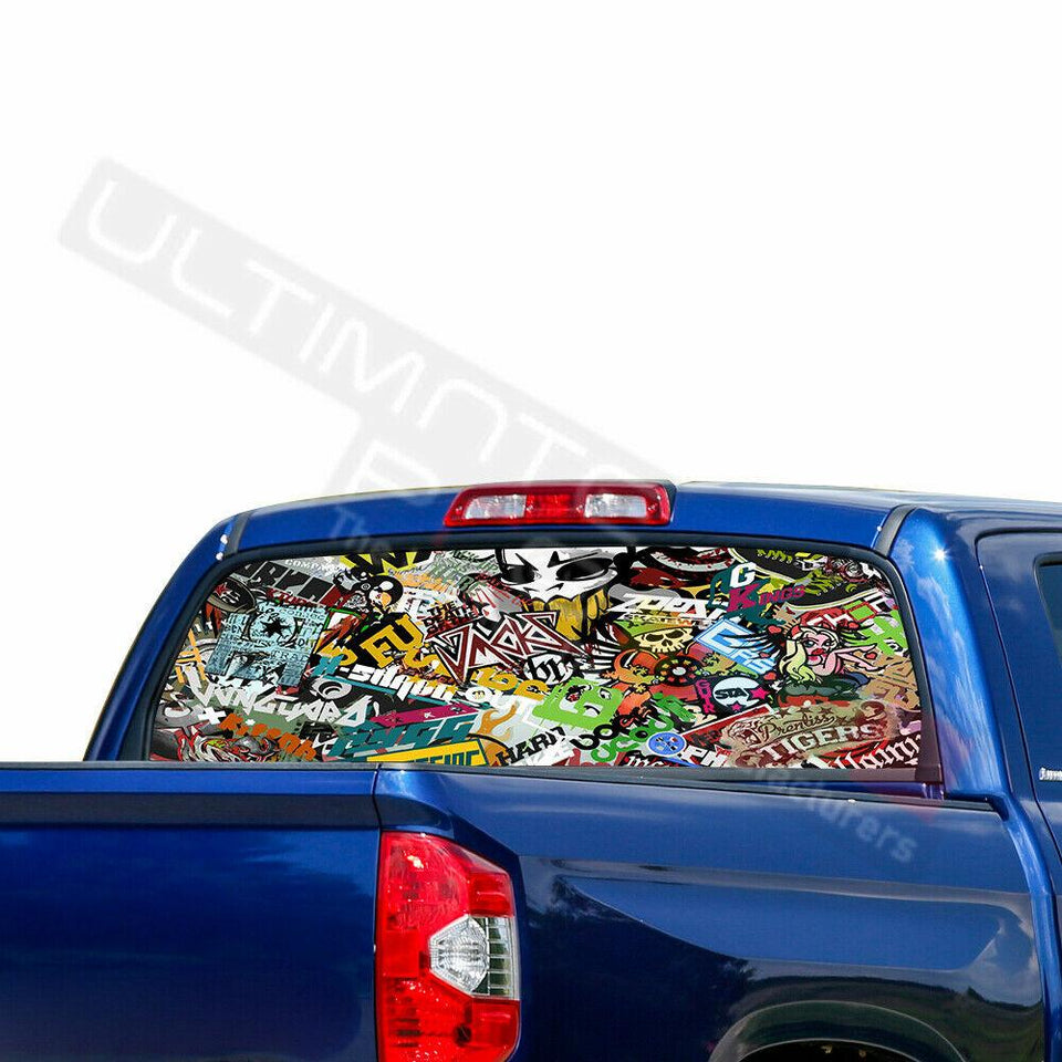 window Sticker Bomb Skin Window See Thru Stickers Perforated for Toyota Tundra 2016