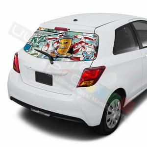 Sticker Bomb Skin Window See Thru Stickers Perforated for Toyota Yaris 2016