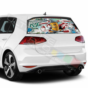 Sticker Bomb Skin Window See Thru Stickers Perforated for Volkswagen Golf 2017