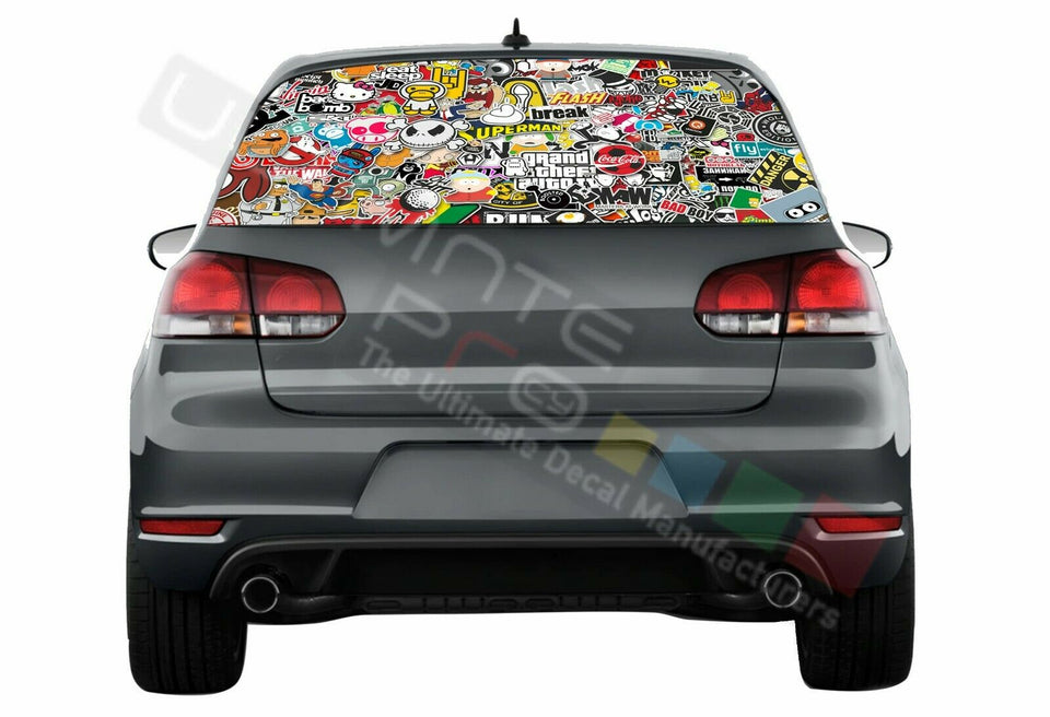 Sticker Bomb Skin Window See Thru Stickers Perforated for Volkswagen Golf VW Old