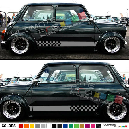 Sticker decal for Classic mini cooper side door Stripes left right chrome flares