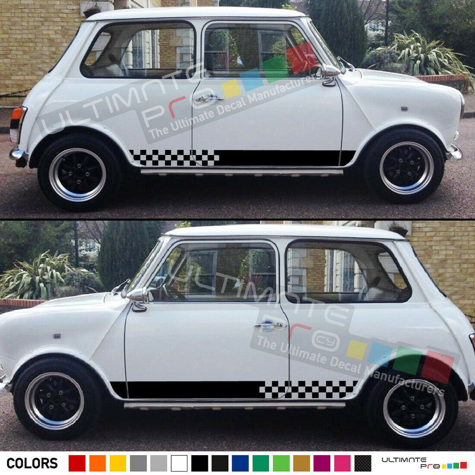 Sticker decal for Classic mini cooper side door Stripes left right chrome flares