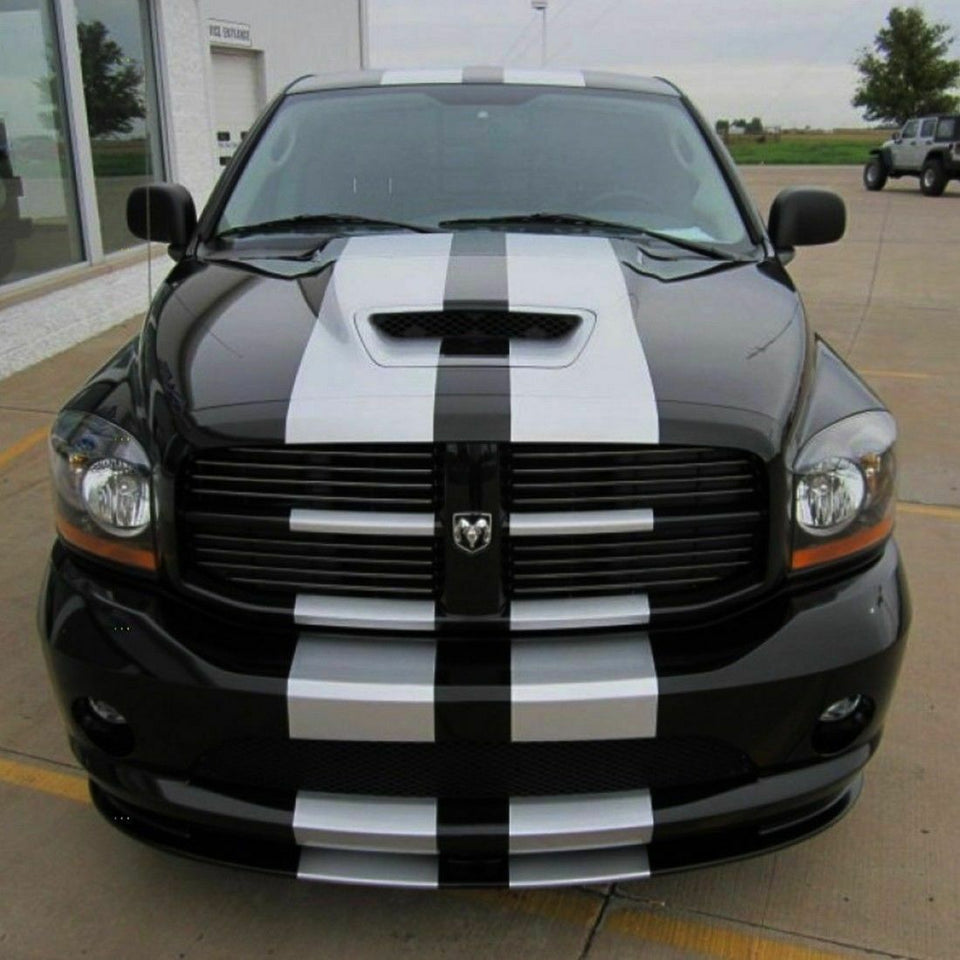 Dual Stripe Sticker Decal Kit for Dodge Ram viper Crew cab Hood Visor srt-10 2004 arm