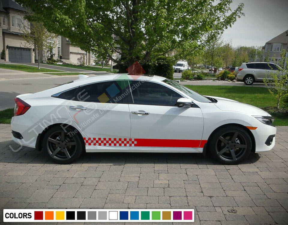 Sticker Decal Vinyl Side Door Stripes for Honda Civic 2016-2017 Sport Bumper Lip