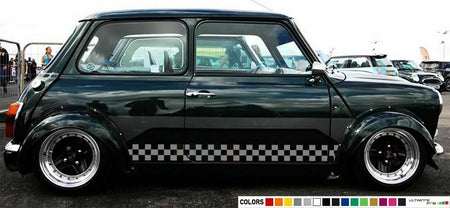 Sticker Stripe for Classic mini cooper bonnet mirror hood front Chequered 1000