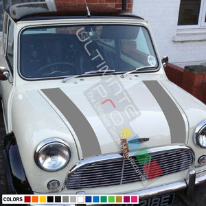 Sticker Stripe for Classic mini john cooper bonnet grill hood front sign chrome