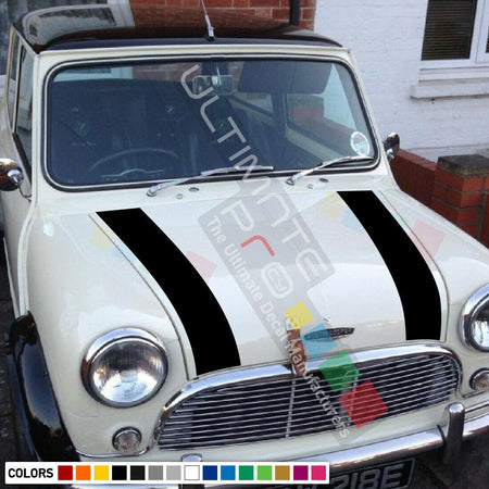 Sticker Stripe for Classic mini john cooper bonnet grill hood front sign chrome