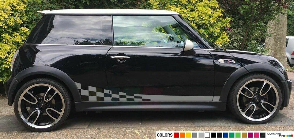 Sticker Stripe kit for mini cooper s checkered graphic lowered skirt tune wave