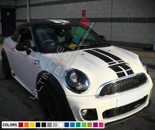 Dual Decal for Mini Cooper Hatch R57 R56 R50 R53 F55 F56 Hood Trunk Roof Stripe Kit