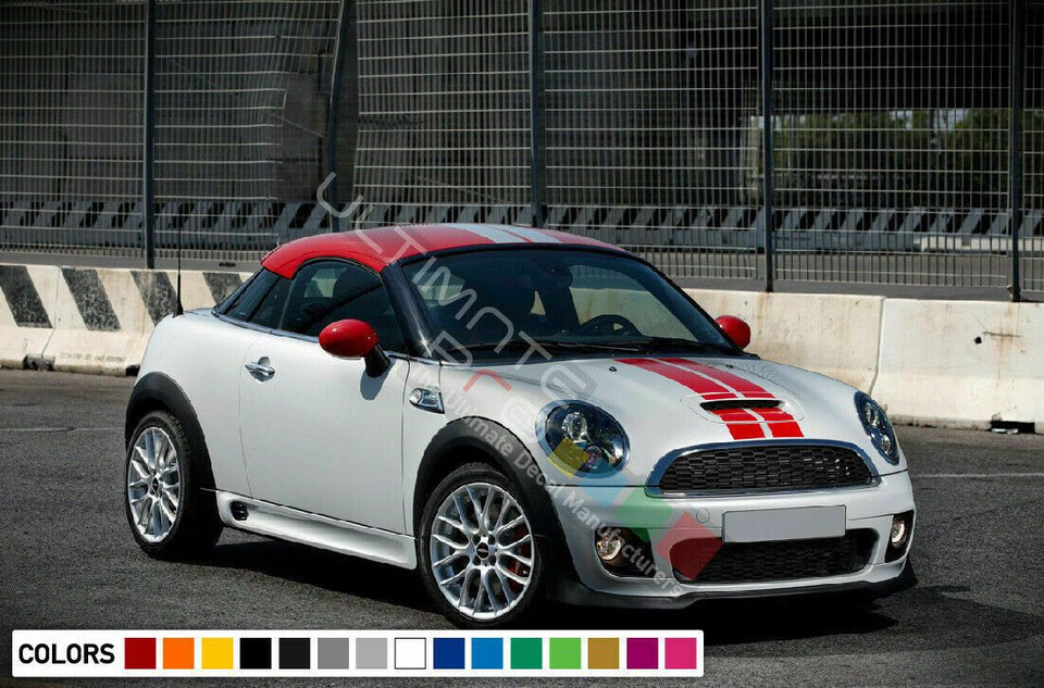 Stripe Kit Sticker Decal for Mini Coupe Roadster John Cooper Works Hood Trunk