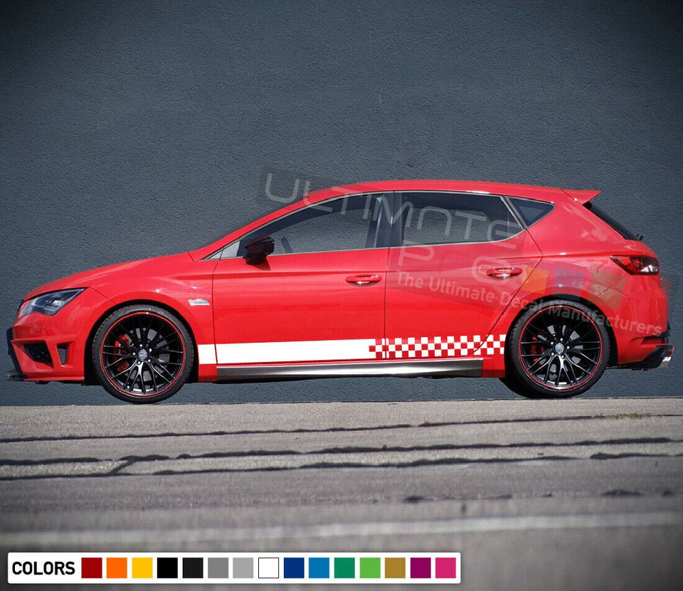 Stripe kit Sticker for Seat Leon rally sport line antenna Skirt Sun Roof Vizor