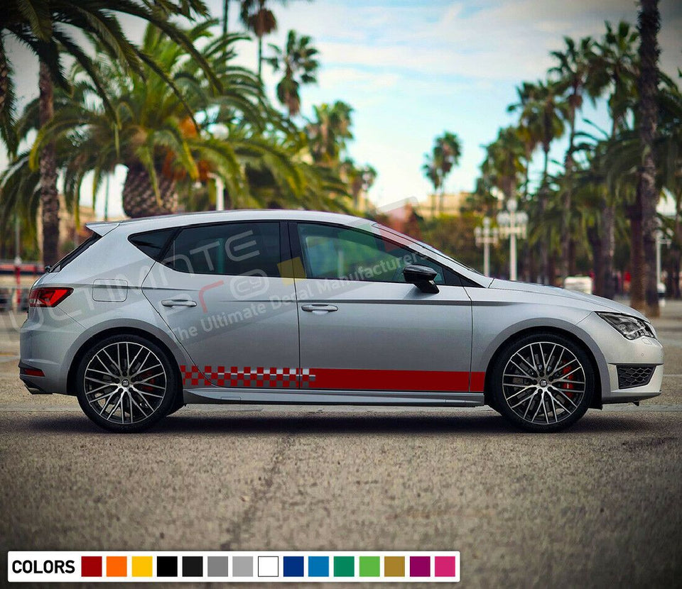 Stripe kit Sticker for Seat Leon rally sport line antenna Skirt Sun Roof Vizor