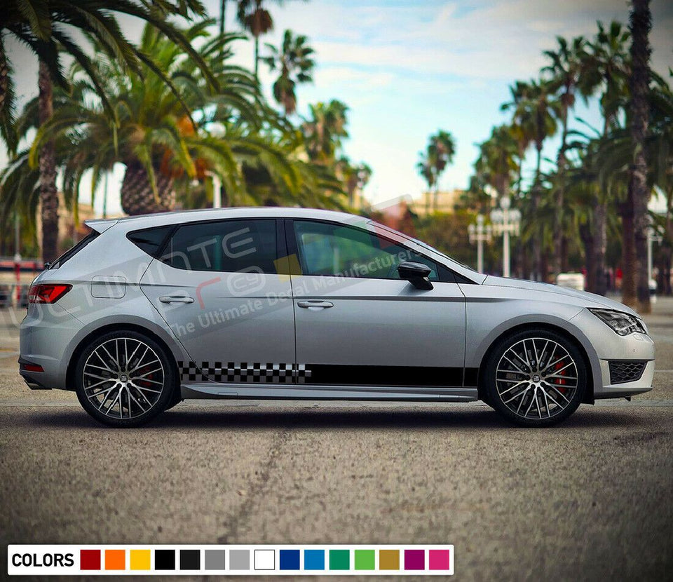 Stripe kit Sticker for Seat Leon rally sport line antenna Skirt Sun Roof Vizor