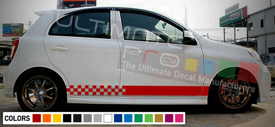 Stripes Decal kit for Nissan micra Side CARBON light mirror lip tune head cover